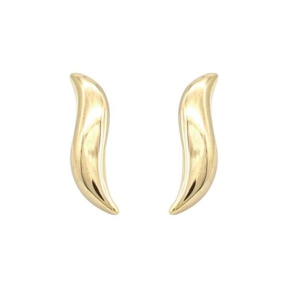 Wavy Earrings 18K Solid Yellow Gold